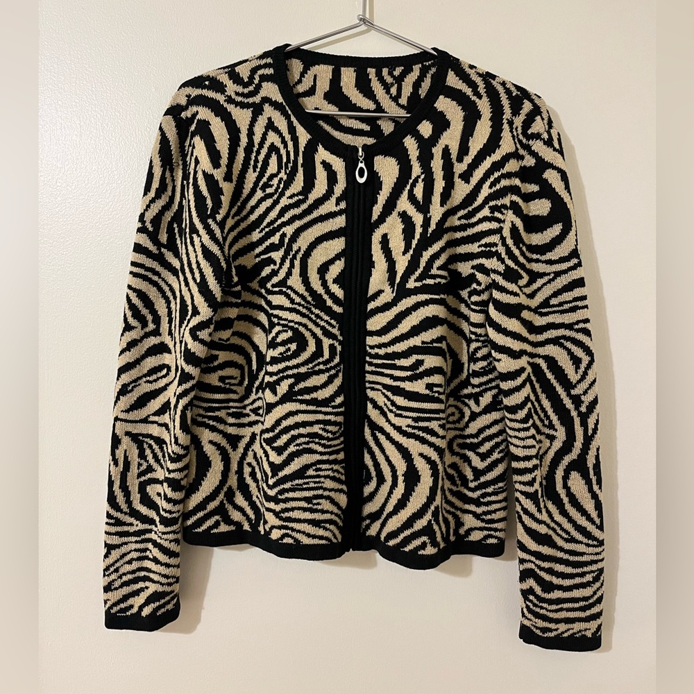 Zebra Swirl Knit Zipup
